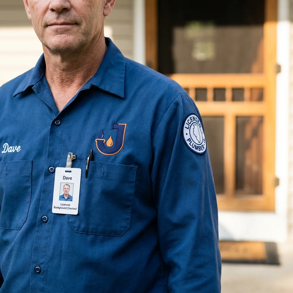 Licensed plumber showing ID badge in Moose Lake, MN