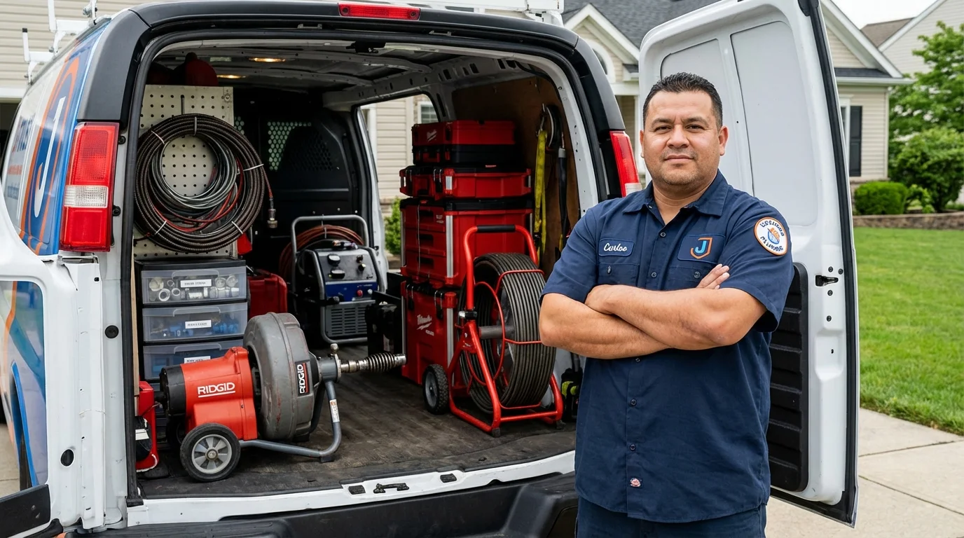 Professional drain cleaning equipment and Johns Plumbing LLC plumber in Moose Lake