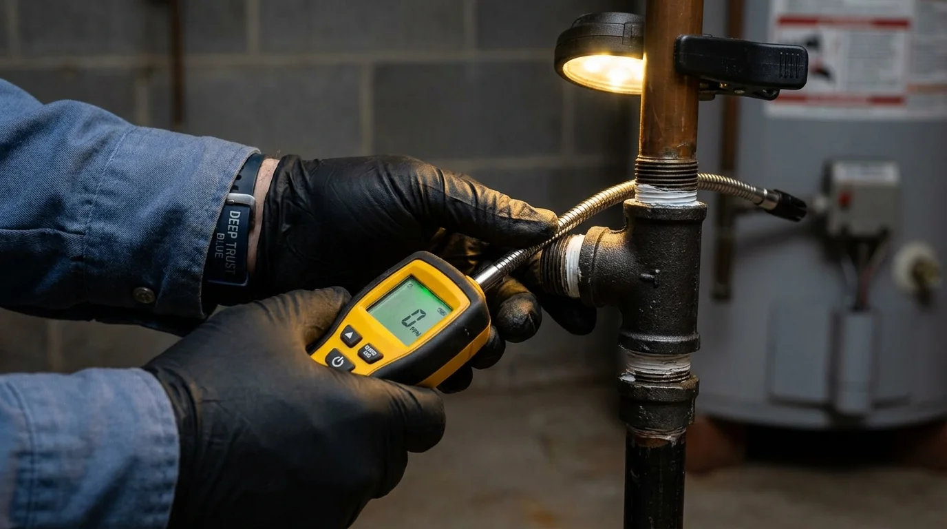 Gas leak detection with electronic sniffer by Johns Plumbing LLC in Moose Lake